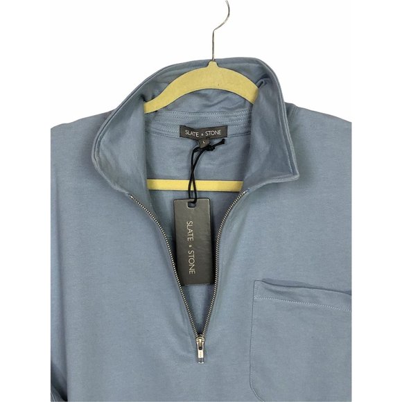 Slate and Stone NWT Sweatshirt Large Quarter Zip French Terry Light Blue - Picture 3 of 9